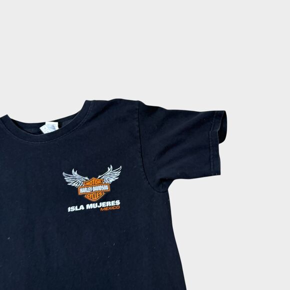 VTG Harley Davidson Shirt Mens Small Black Isla Mujeres Mexico Yazbek Winged - Picture 3 of 11